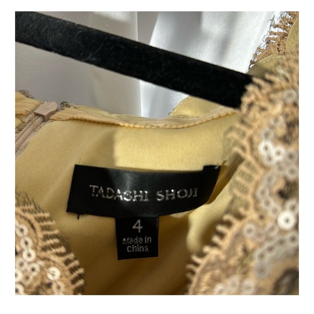 Tadashi Shoji dress size 4  gold champagne sequins maxi  NWT - Picture 3 of 8